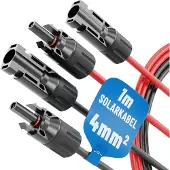 Absina 2x 1 Meter Solarkabel 4mm2 H1Z2Z2-K schwarz & rot - PV Kabel 4mm2 - Solarleitung 4mm2, PV Leitung