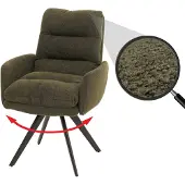 Mendler Esszimmerstuhl MCW-G66, Küchenstuhl Stuhl, drehbar Auto-Position Stoff/Textil Bouclé MVG grün, mit Armlehne