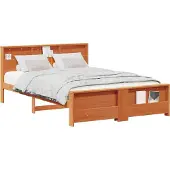 Syfax Bettrahmen mit Kopfteil Wachsbraun 150 x 200 cm Holzwerkstoff