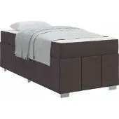 Syfax Bettrahmen mit Matratze Dunkelbraun 90 x 200 cm Stoff
