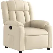 Syfax Relaxsessel Creme Stoff, manuelle Liegefunktion, Seitentasche, 78x92x98 cm, max. 110 kg