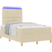 Syfax LED Boxspringbett mit Matratze Creme 120 x 200 cm Stoff