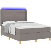 Syfax Boxspringbett mit LED-Lichtleisten Taupe 140 x 200 cm Stoff