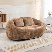 OKWISH Schlafsofa Sitzsack mit 2 KissenRelaxsessel mit dicke PolsterungEcksofa Extrabreit Lazy Sofa für Erwachsene & KinderChenille-stoffBraun