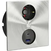 NABER Duplex E USB, Einbausteckdosenelemente, mit Schukosteckdose, Edelstahl
