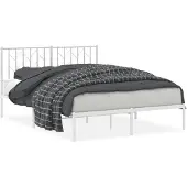 vidaXL Bettgestell mit Kopfteil Metall Weiß 140x200 cm