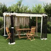 PUEAZU Pavillon mit Netzwände Creme 3x3 m Stahl - Pavillons & Partyzelte &42744