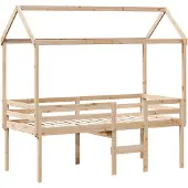 Syfax Hochbett mit Dach 90x190 cm Massivholz Kiefer
