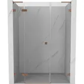 Mexen Lunar L Duschdrehtür links 130 cm, transparent, gebürstetes Kupfer - 834SL-130-050-65-00-L