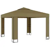 Syfax Pavillon mit Doppeldach 3x3x2,7 m Taupe 180 g/m²