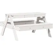 Syfax Picknicktisch für Kinder Weiß 88x97x52 cm Massivholz Kiefer