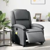 vidaXL Massagesessel Elektrisch Grau Kunstleder , Klassische Sessel 2024 Neu