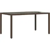 vidaXL Gartentisch mit Glasplatte Braun 150x90x75 cm Poly Rattan