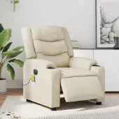 vidaXL Design Massagesessel Elektrisch Creme Kunstleder, Klassische Sessel 2024 Neu