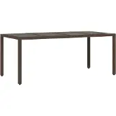 Syfax Gartentisch mit Glasplatte Braun 190x90x75 cm Poly Rattan