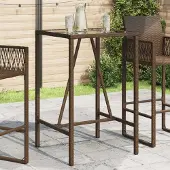vidaXL Möbel Garten-Bartisch Braun 70x70x110 cm Poly Rattan - Gartentische &15339