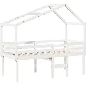 Syfax Hochbett mit Dach Weiß 80x200 cm Massivholz Kiefer