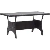 Syfax Gartentisch Esstisch, wetterfestes Poly Rattan, pulverbeschichteter Stahlrahmen, 120x70x66 cm, Schwarz