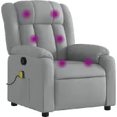 Sonstiges Massagesessel Hellgrau Stoff 78 x 92 x 98 cm (B x T x H) mit 6-Punkt-Vibrationsmassage und manueller Liegefunktion