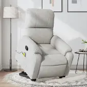 vidaXL Schlichtes Massagesessel mit Aufstehhilfe Hellgrau Mikrofasergewebe - Fernseh- & Relaxsessel DE6213145 2parcel