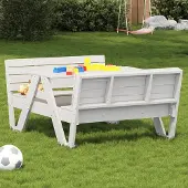 vidaXL CLORIS Picknicktisch für Kinder Weiß 88x122x58 cm Massivholz Kiefer 832602