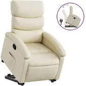 Syfax Relaxsessel mit Aufstehhilfe Creme Kunstleder