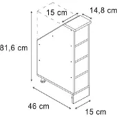 Vicco Dachschrägenschrank Rion, 15 x 81.6 cm mit 4 Fächern, Anthrazit