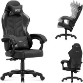 Huzaro Gaming Stuhl Force 2.7 Carbon – ergonomischer Velours Drehstuhl mit verstellbarer Rückenlehne, Lendenkissen und Kopfstütze, bis 140 kg