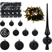vidaXL Weihnachtskugel-Set 61 stk. 150 LEDs Warmes Weiß Ø 6 cm