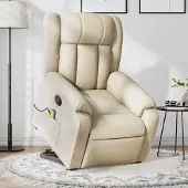 vidaXL "im " Massagesessel mit Aufstehhilfe Creme Stoff - Fernseh- & Relaxsessel CC9105