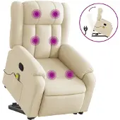 Syfax Massagesessel mit Aufstehhilfe Creme Stoff