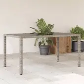 Prolenta Maison Exclusive - Gartentisch mit Glasplatte Grau 150x90x75 cm Poly Rattan