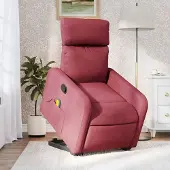 vidaXL CLORIS Massagesessel mit Aufstehhilfe Weinrot Stoff - Fernsehsesel LL0000255665
