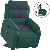 Syfax Massagesessel mit Aufstehhilfe Dunkelgrün Stoff