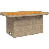 Syfax Gartentisch Beige 90x55x71 cm Poly Rattan und Akazienholz