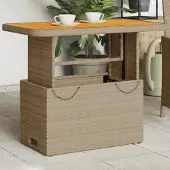 ZMH Gartentisch Beige 90x55x71 cm Poly Rattan und Akazienholz