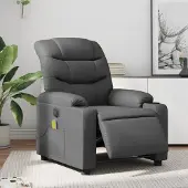 vidaXL Cloris DesignMöbel Massagesessel Elektrisch Grau Kunstleder , Klassische Sessel 2024 Neu