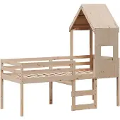 Syfax Hochbett mit Dach 90x190 cm Massivholz Kiefer