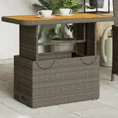 ZMH Gartentisch Grau 90x55x71 cm Poly Rattan und Akazienholz