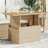 Prolenta Maison Exclusive - Gartentisch Beige 100x55x73 cm Poly Rattan und Akazienholz
