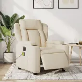 Prolenta Maison Exclusive - Massagesessel Elektrisch Creme Stoff
