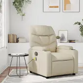 vidaXL "im " Massagesessel Creme Kunstleder - Fernseh- & Relaxsessel CC17131