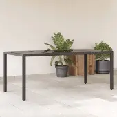 Prolenta Maison Exclusive - Gartentisch mit Glasplatte Schwarz 190x90x75 cm Poly Rattan