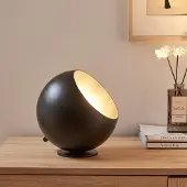 Lux.pro Tischleuchte 'Lukkodso' 1xE27 Tischlampe Ø20 x 20 cm mit kugelförmiger Lampenschirm Metall Schwarz