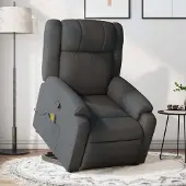 Prolenta Maison Exclusive - Massagesessel mit Aufstehhilfe Dunkelgrau Stoff