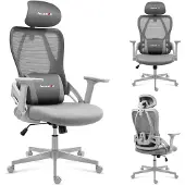 Huzaro Gaming-Stuhl Combat 2.7 Grau – ergonomisch, 3D-Armlehnen, verstellbare Kopf- & Lendenstütze, atmungsaktives Gewebe