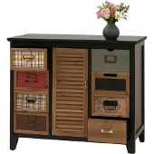 MCW Apothekerkommode MCW-O63, Schrank Schubladen Etikettenhalter Vintage Shabby Fensterladen 80x91x40cm Korpus schwarz