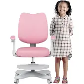 Adler Junior 4.6 Pink | Kinder Schreibtischstuhl Ergonomischer Kinderdrehstuhl | Fußablage | Sitztiefe einstellen | Verstellbare Armlehnen