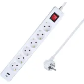 As Schwabe as-Schwabe 6-fach Steckdosenleiste Schalter USB A/C 1,4m Mehrfachsteckdose IP20