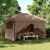 Prolenta Maison Exclusive - Partyzelt Faltbar Pop-Up mit 4 Seitenteilen Braun
